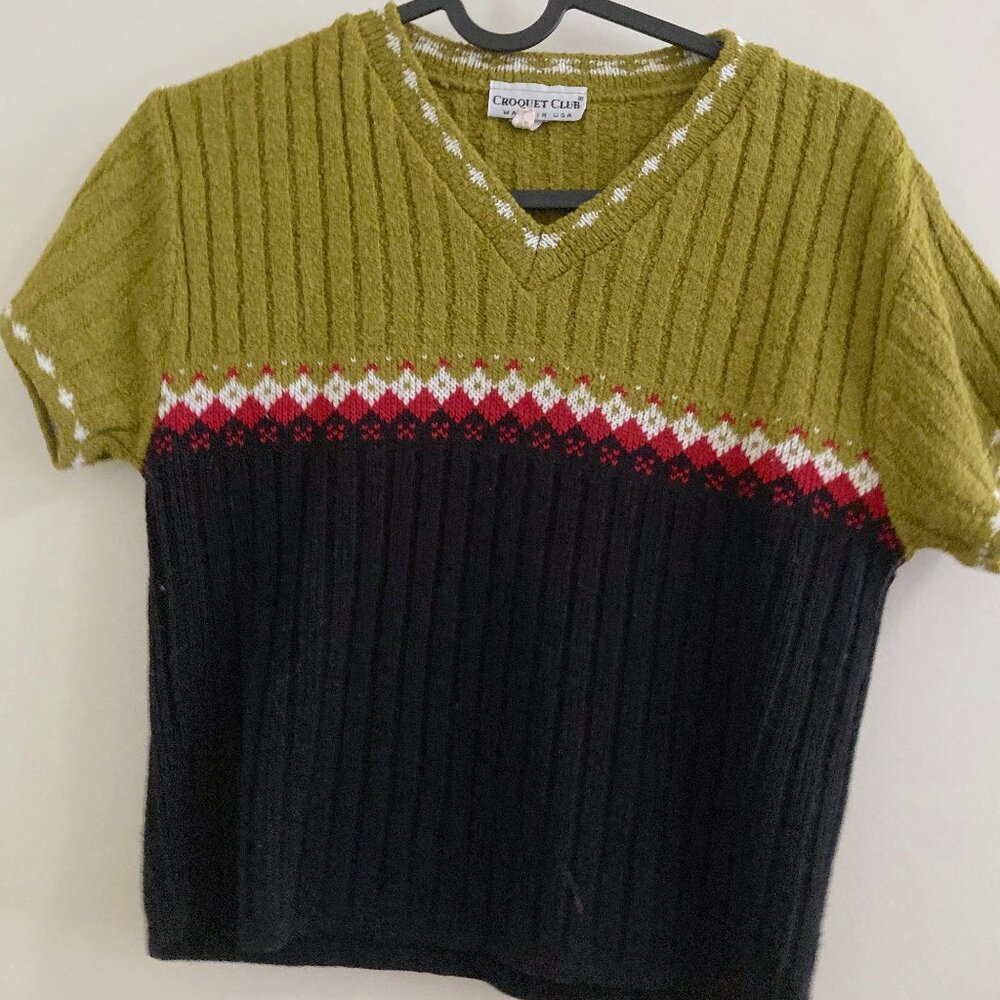 retro 90s  Short sleeve Sweater - Rachel Green Style